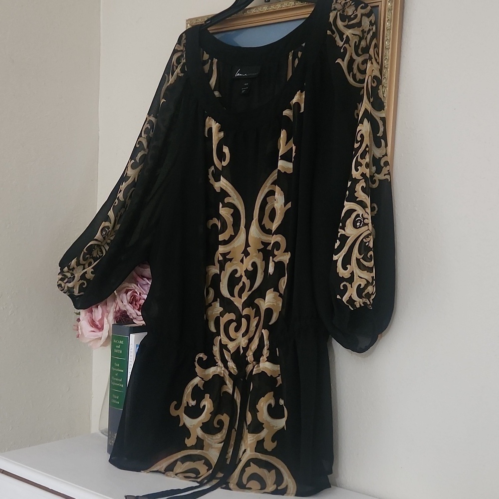 Elegant Black and Gold Women's Top Lane Bryant 22 / 24 Classic Career - Picture 7 of 8